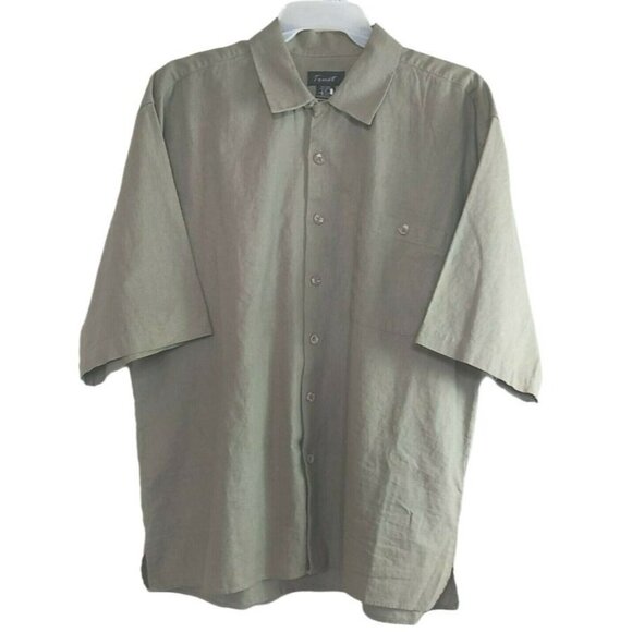 Trust Mens Short Sleeve Linen Blend Button-Down Shirt 3X Casual Relaxed Fit - Picture 2 of 8